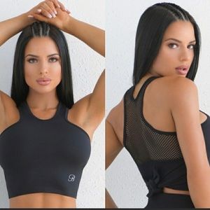 Bombshell Sportswear Black Mesh Raceback Sports Bra Size S